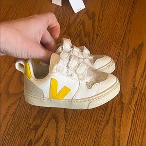 Kids White and Yellow Sneakers
